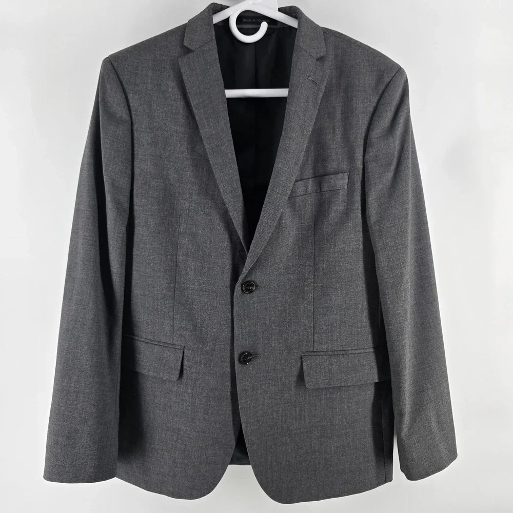 Lauren Ralph Lauren Blazer Mens 18R Grey Two Button Notch Lapel Stretch Jacket